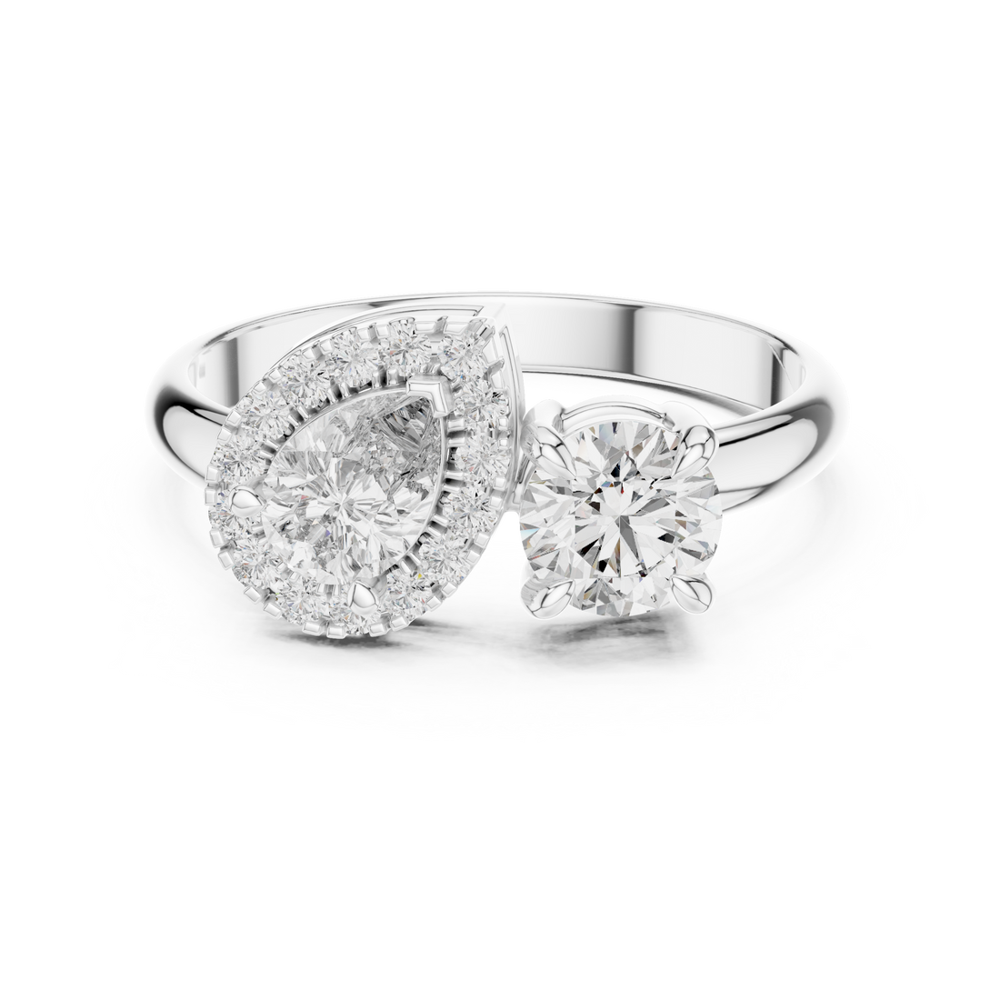 Twilight Duo 0.5-Ct. Pear & Round Diamond Ring in 14-KT White Gold