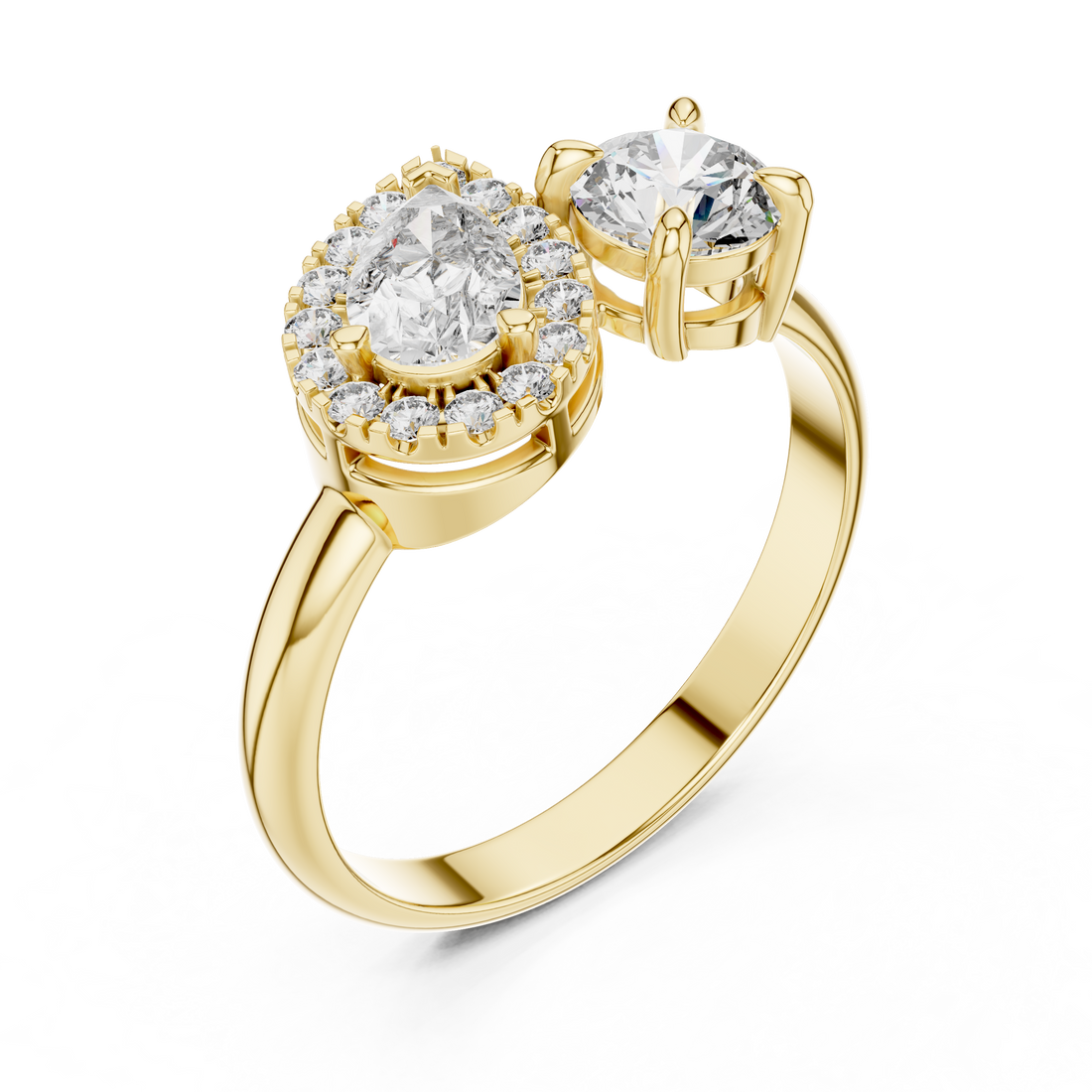 Twilight Duo 0.5-Ct. Pear & Round Diamond Ring in 14-KT White Gold