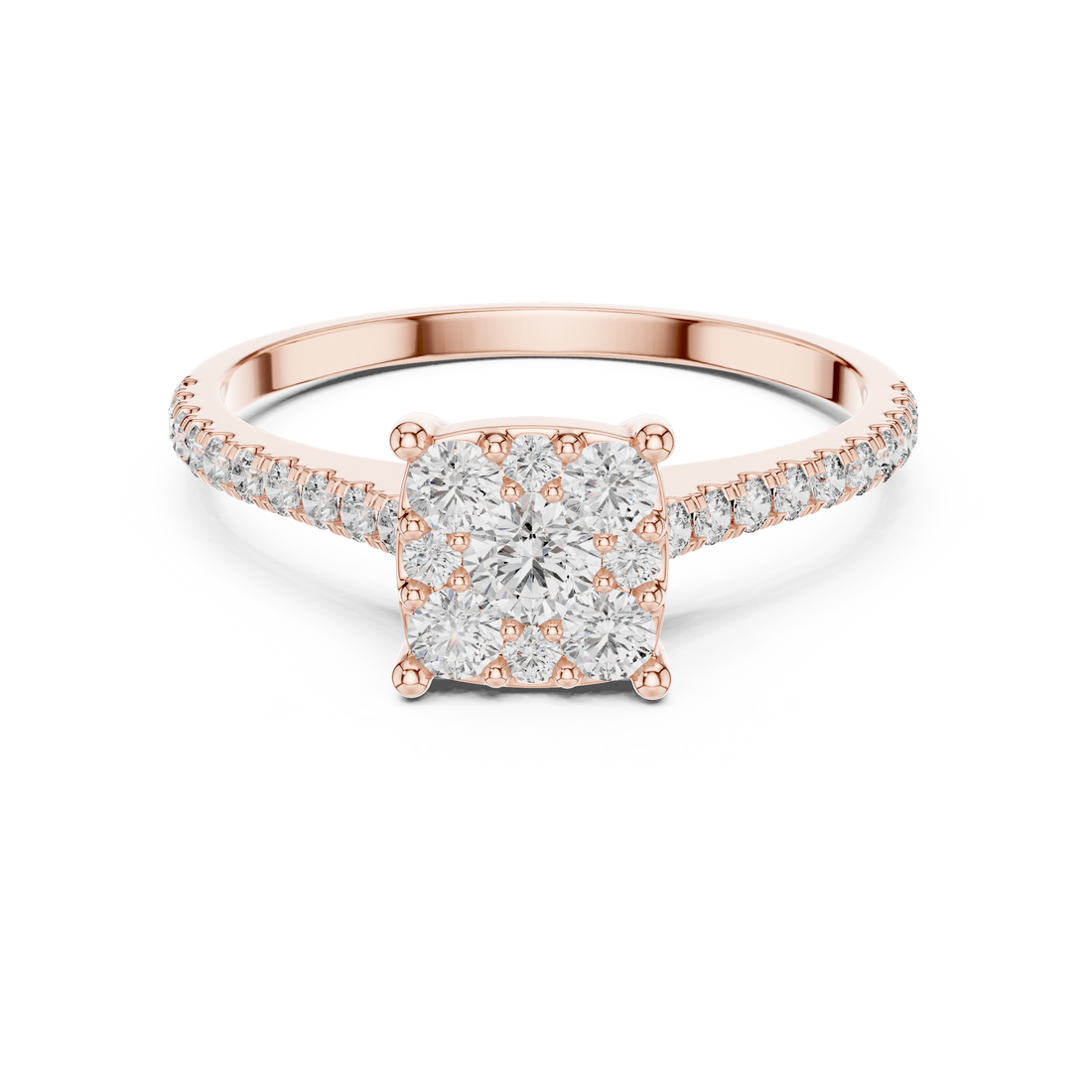 Radiant Round Cluster Diamond Ring in 14-KT White Gold