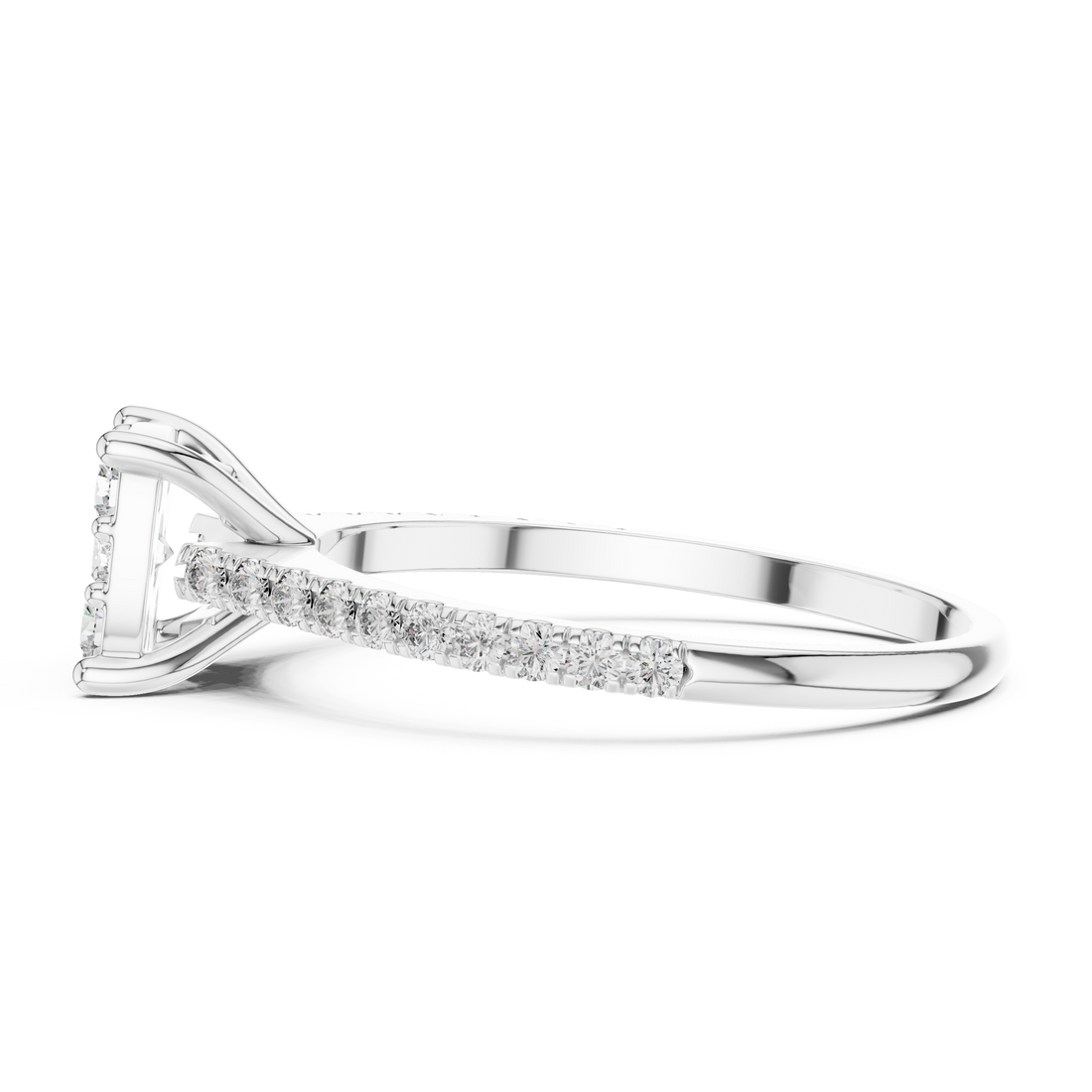 Radiant Round Cluster Diamond Ring in 14-KT White Gold