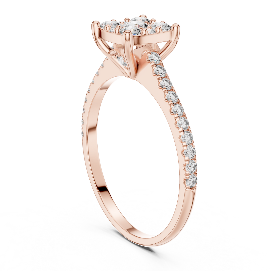 Radiant Round Cluster Diamond Ring in 14-KT White Gold