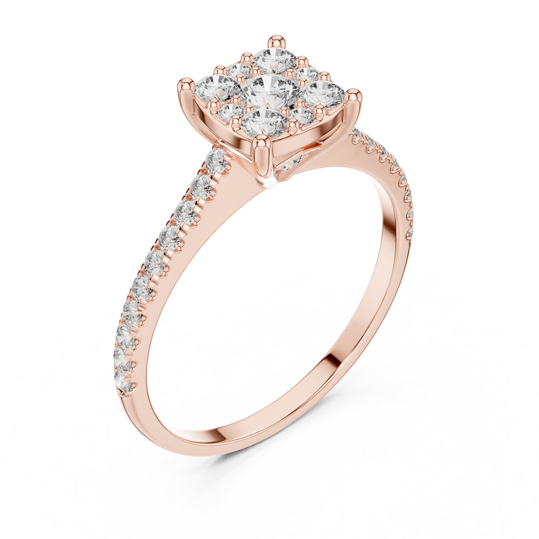 Radiant Round Cluster Diamond Ring in 14-KT White Gold