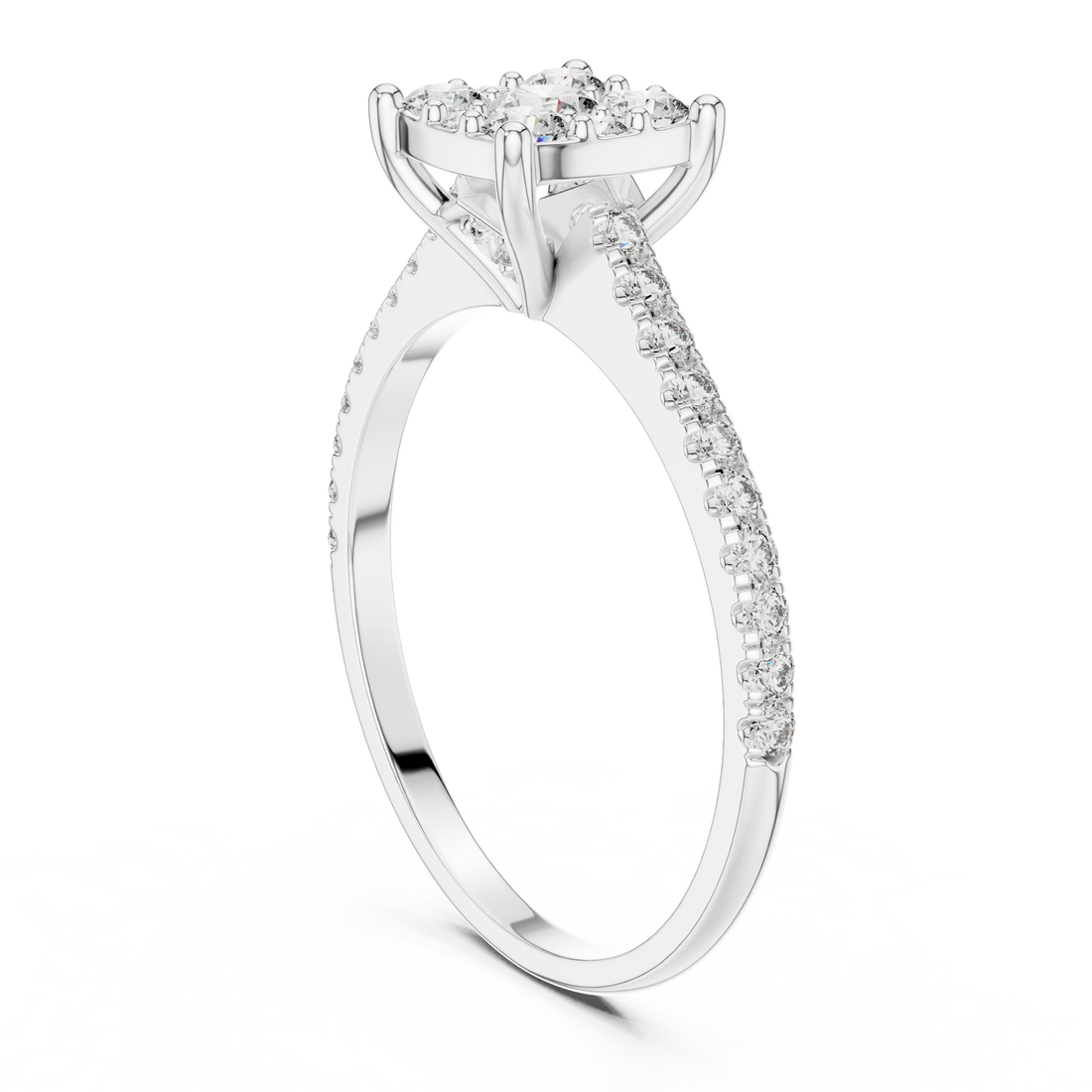Radiant Round Cluster Diamond Ring in 14-KT White Gold