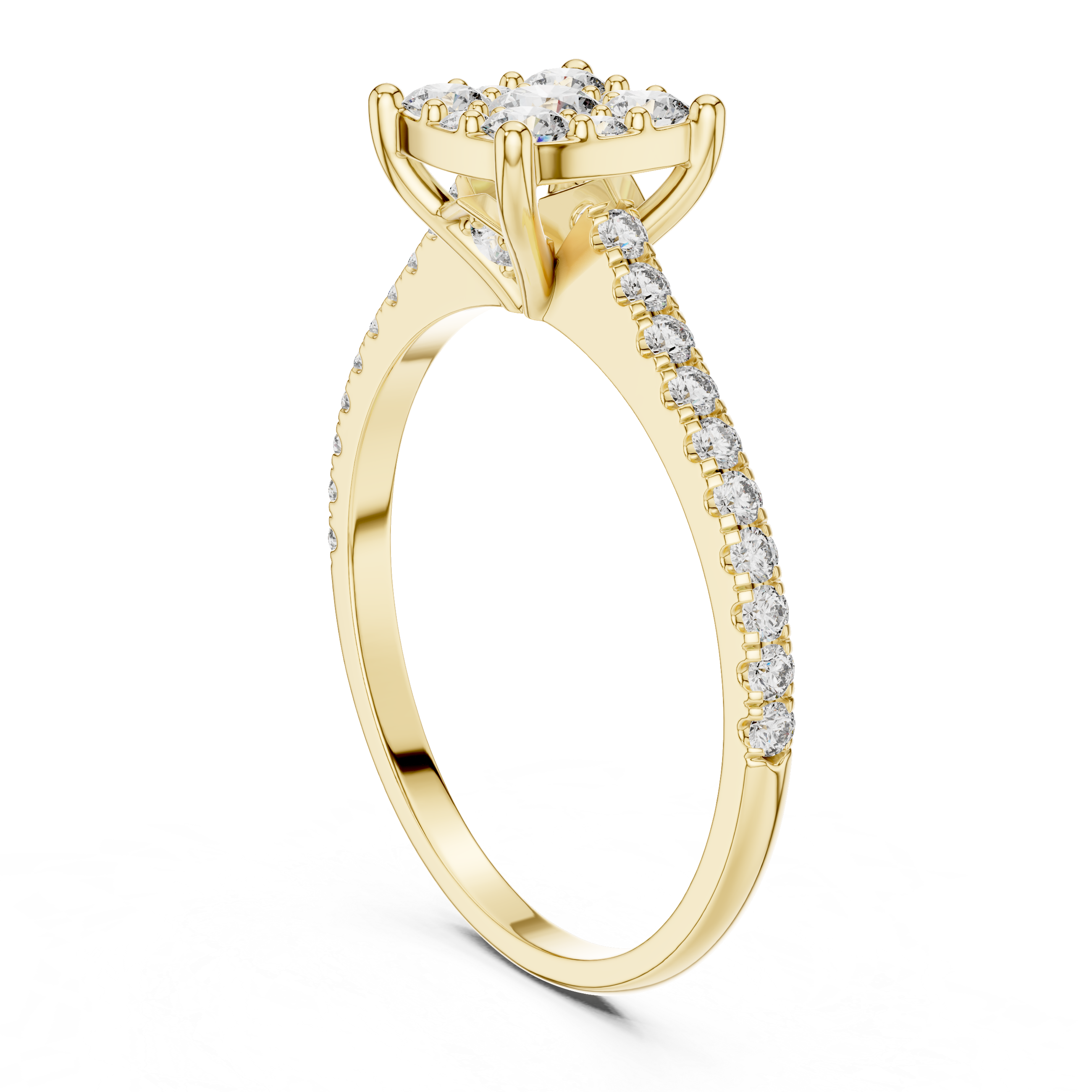 Radiant Round Cluster Diamond Ring in 14-KT White Gold