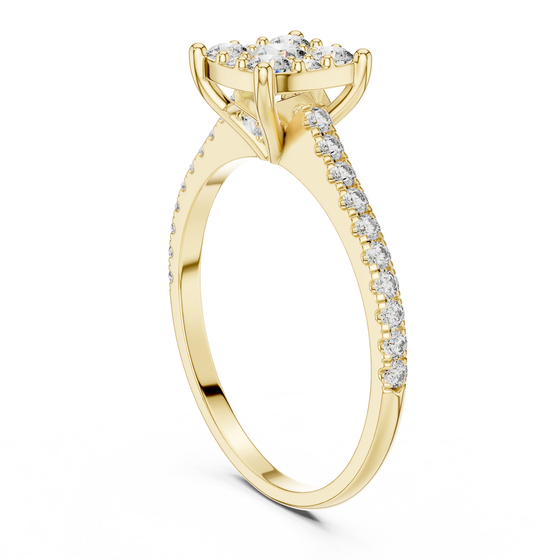 Radiant Round Cluster Diamond Ring in 14-KT White Gold