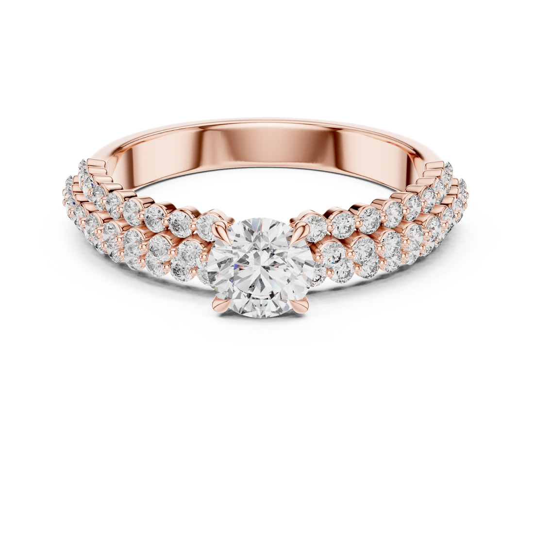 0.50-CT Round Double Row Diamond Ring in 14-KT White Gold