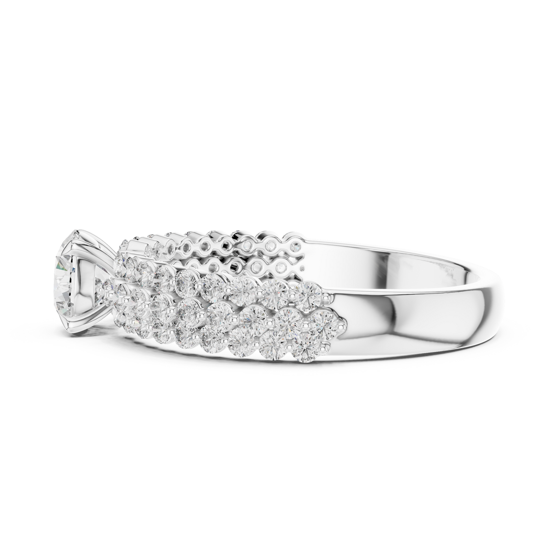 0.50-CT Round Double Row Diamond Ring in 14-KT White Gold