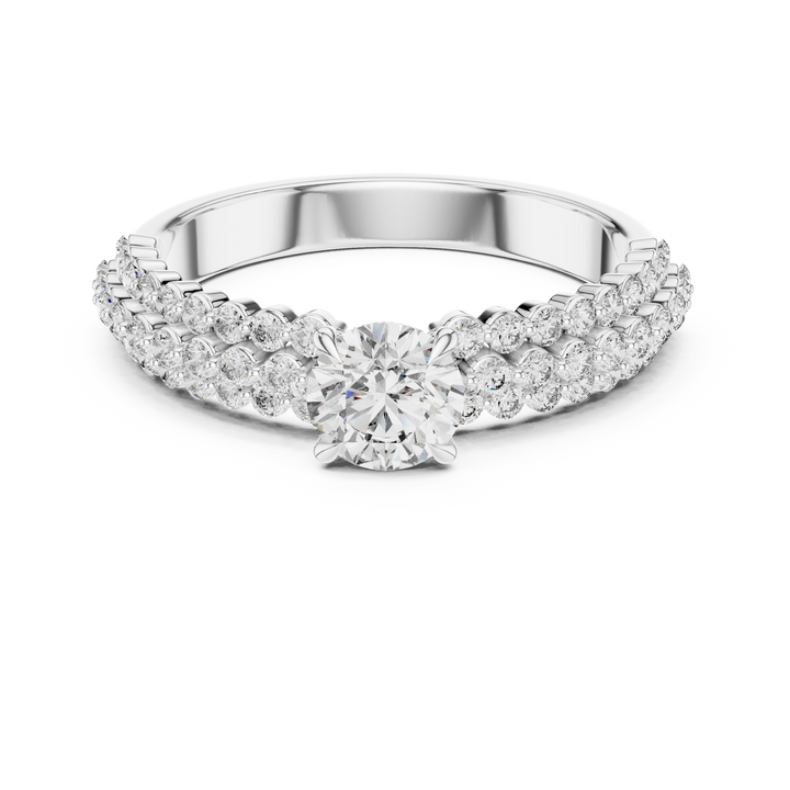 0.50-CT Round Double Row Diamond Ring in 14-KT White Gold
