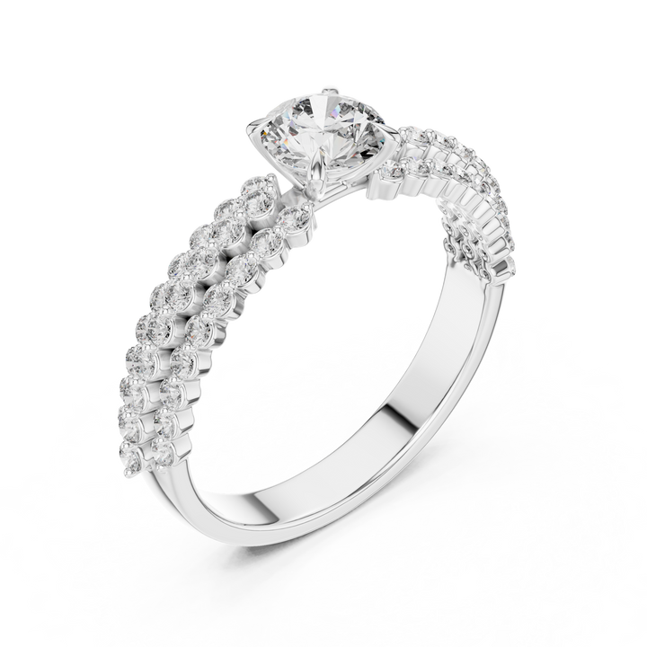 0.50-CT Round Double Row Diamond Ring in 14-KT White Gold