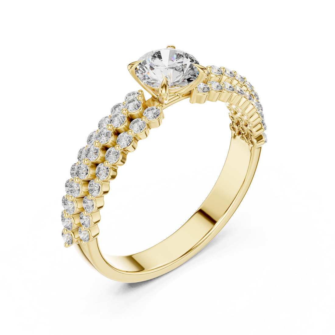 0.50-CT Round Double Row Diamond Ring in 14-KT White Gold