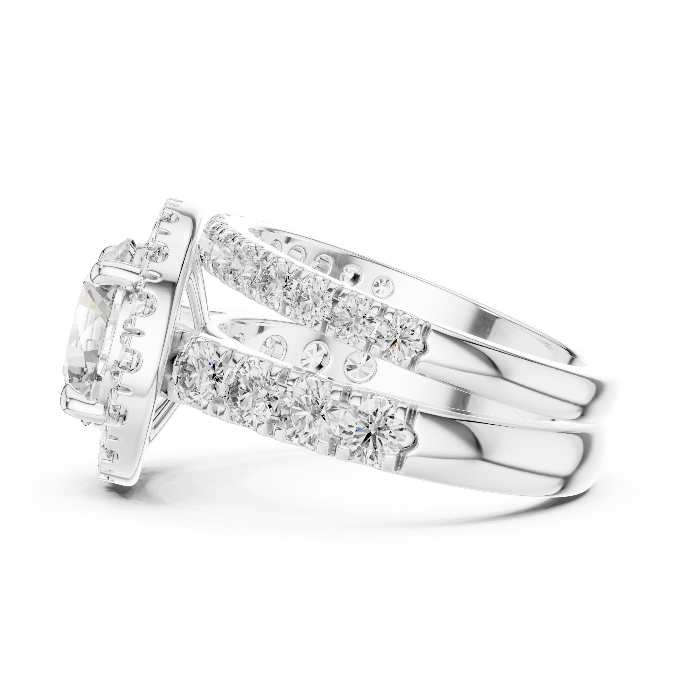 Diamond ring on a white background