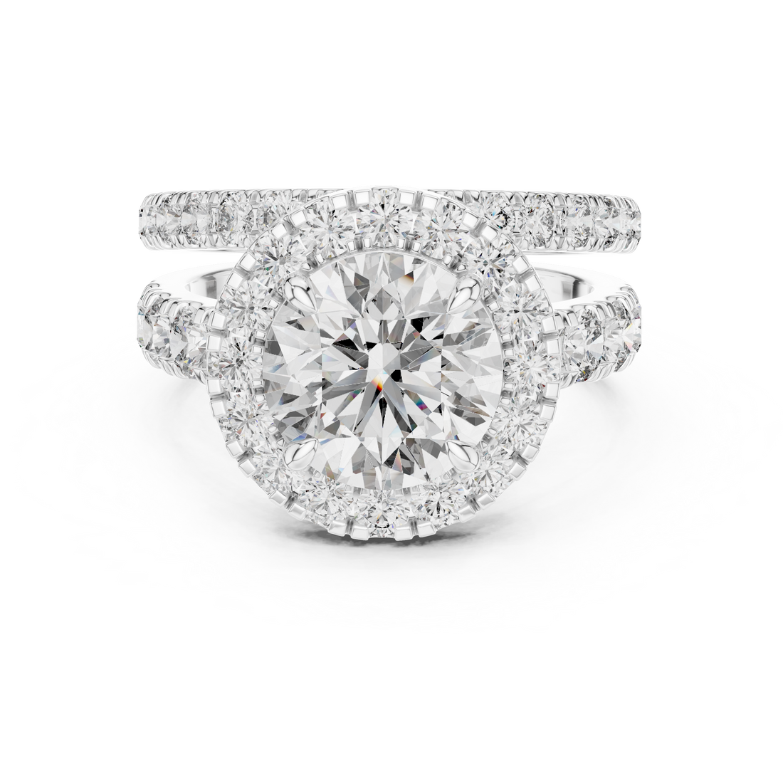 Luxe Halo 3-Ct Round Diamond in 14-KT White Gold