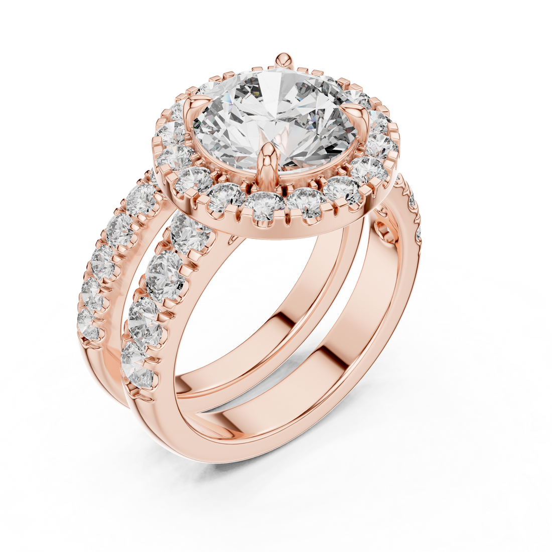 Luxe Halo 3-Ct Round Diamond in 14-KT White Gold