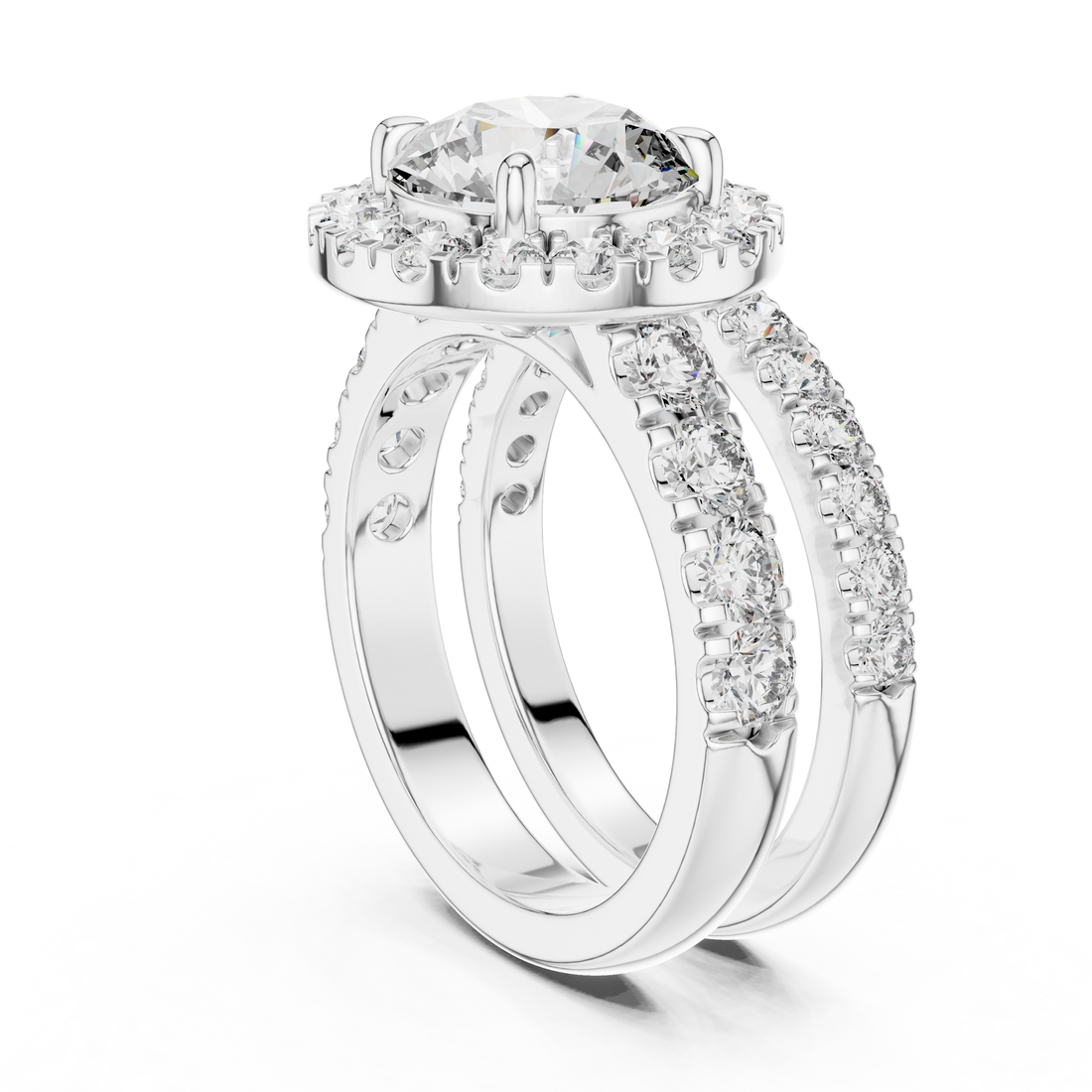 Luxe Halo 3-Ct Round Diamond in 14-KT White Gold