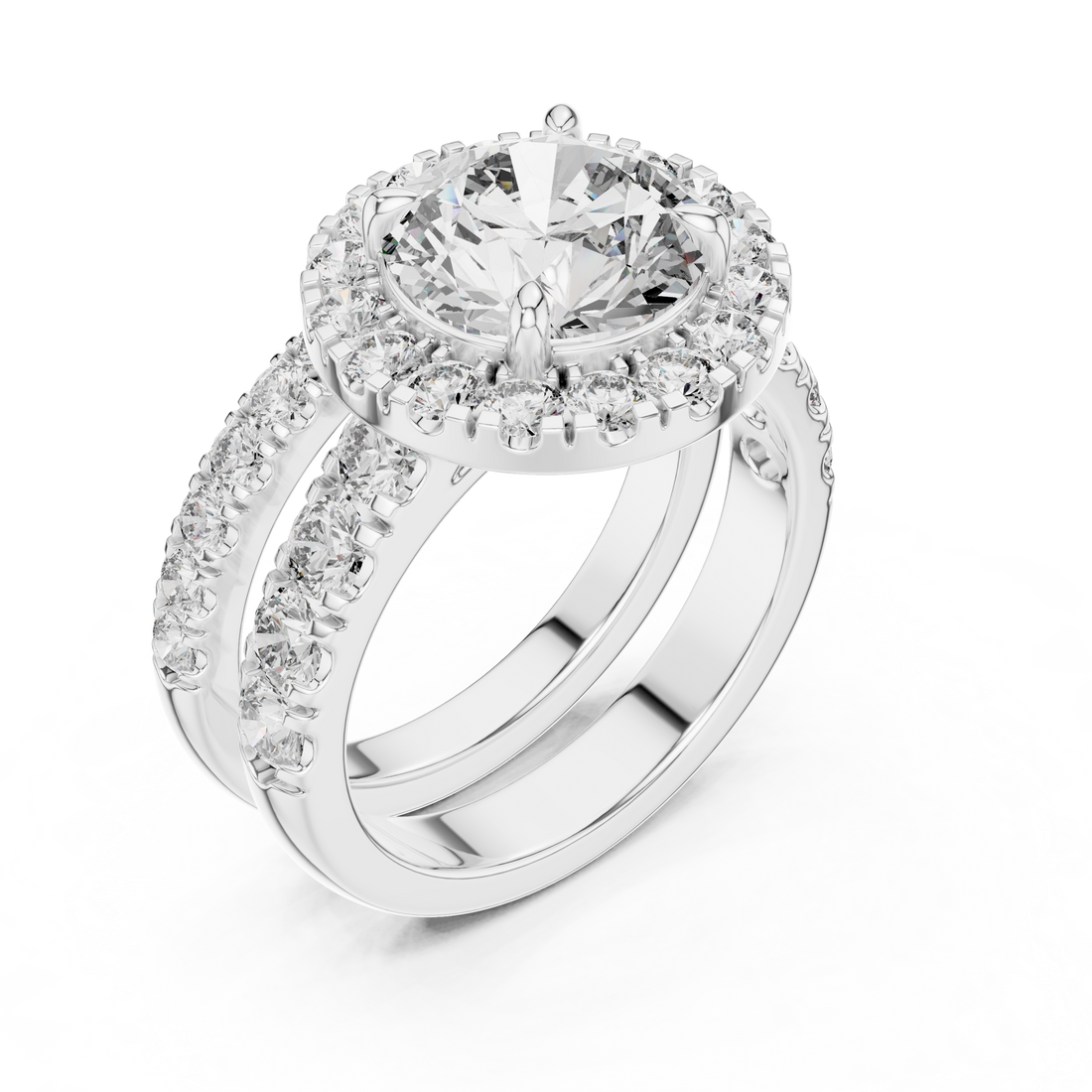 Luxe Halo 3-Ct Round Diamond in 14-KT White Gold