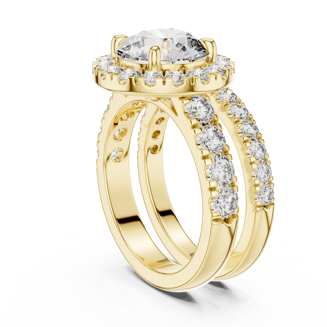 Luxe Halo 3-Ct Round Diamond in 14-KT White Gold
