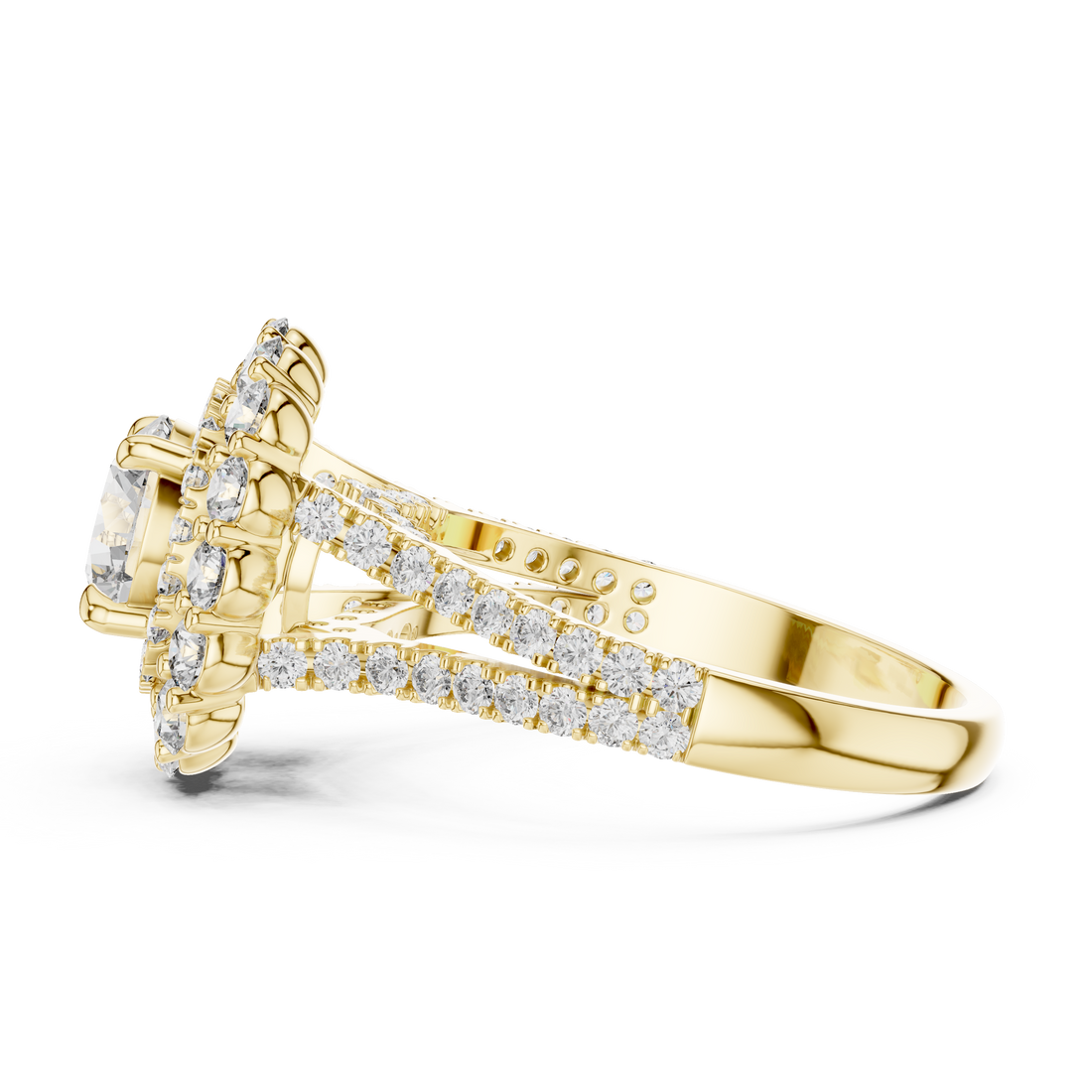 Timeless Sparkle: Double Halo 1-Ct Diamond Engagement Ring in 14-KT White Gold
