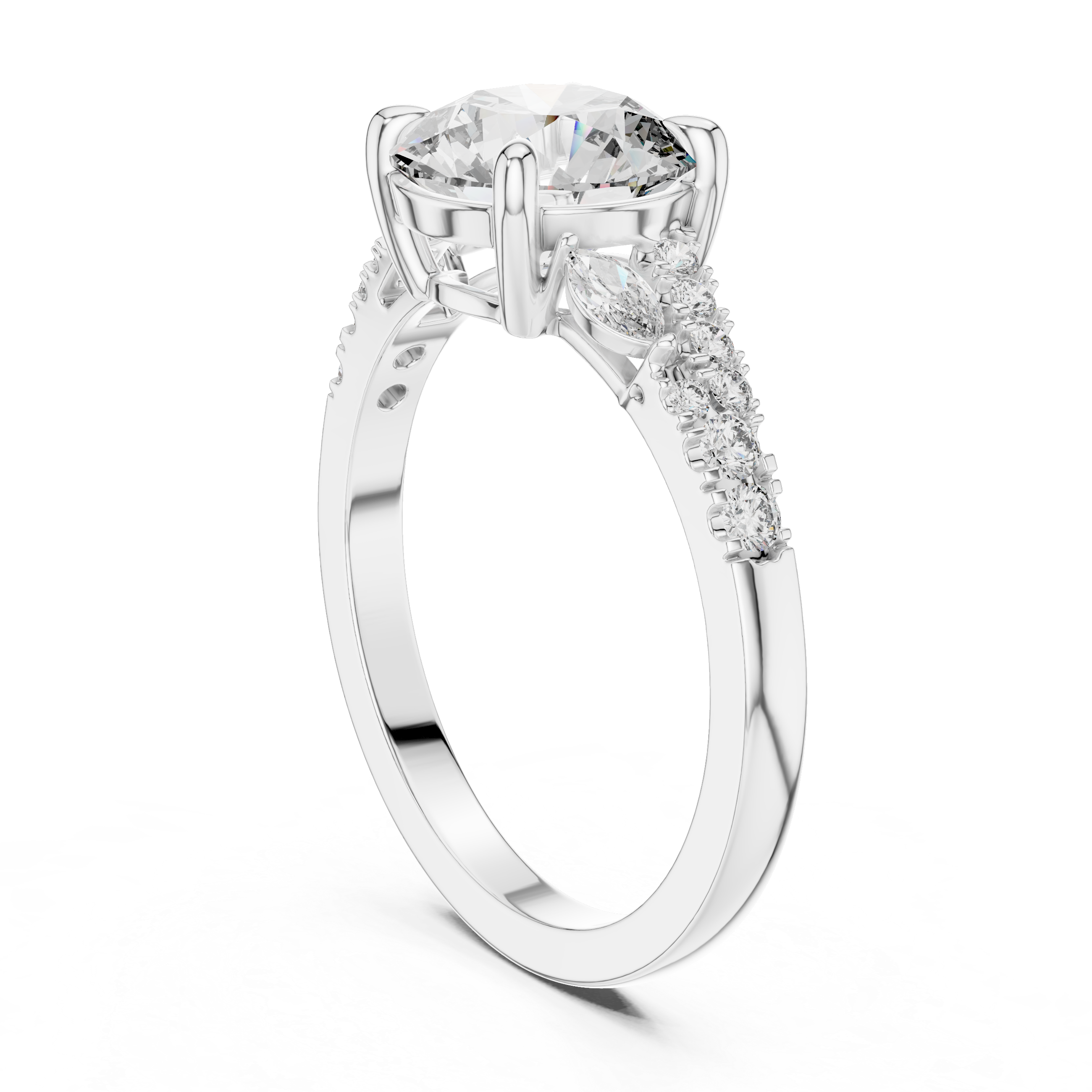 Diamond ring with a white background