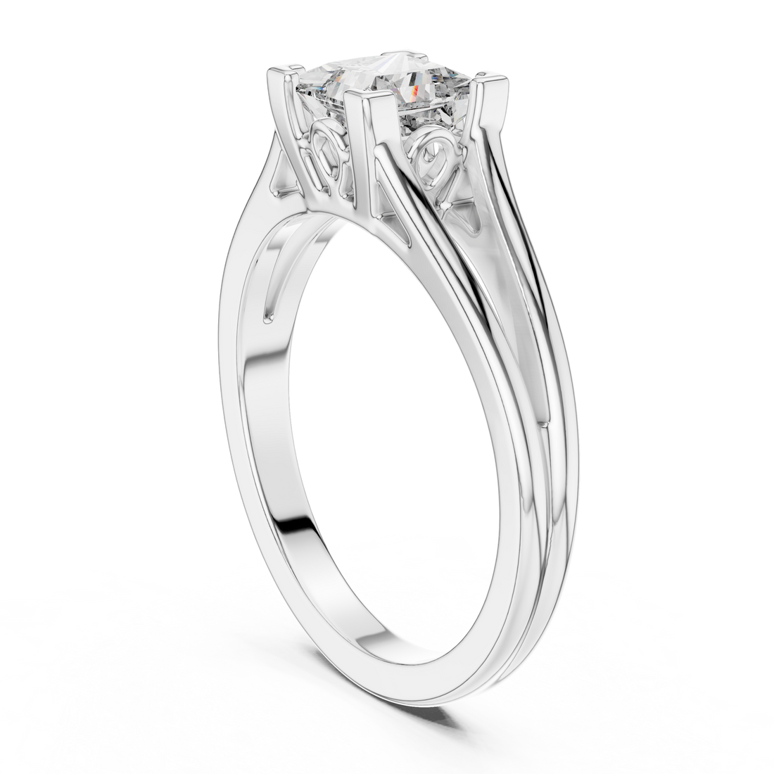 Radiant 1-Ct Princess-Cut Solitaire Ring in 14-KT White Gold