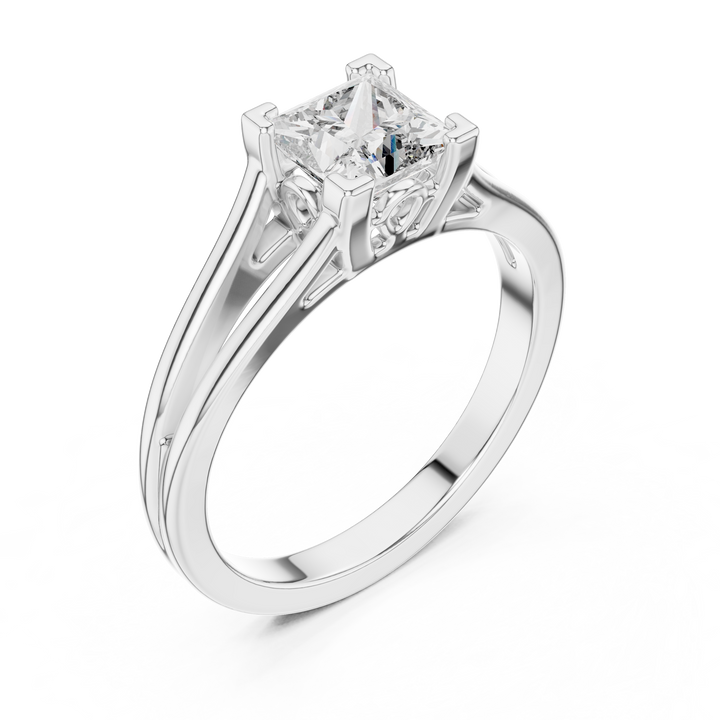 Radiant 1-Ct Princess-Cut Solitaire Ring in 14-KT White Gold