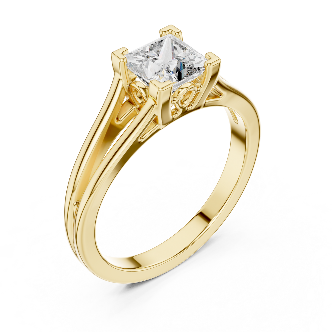 Radiant 1-Ct Princess-Cut Solitaire Ring in 14-KT White Gold