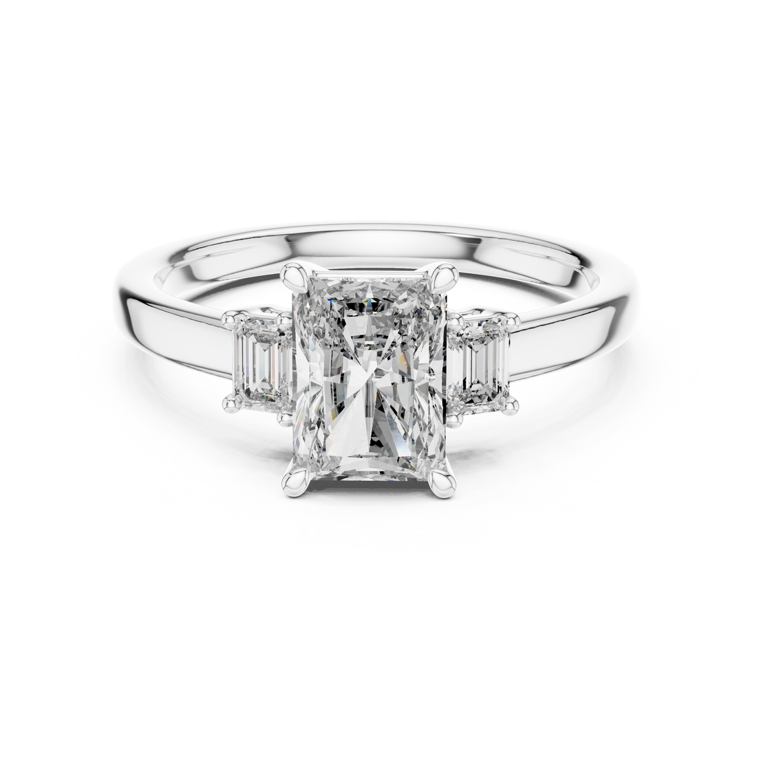 1.5-Ct Radiant Three-Stone Diamond Ring in 14KT White Gold