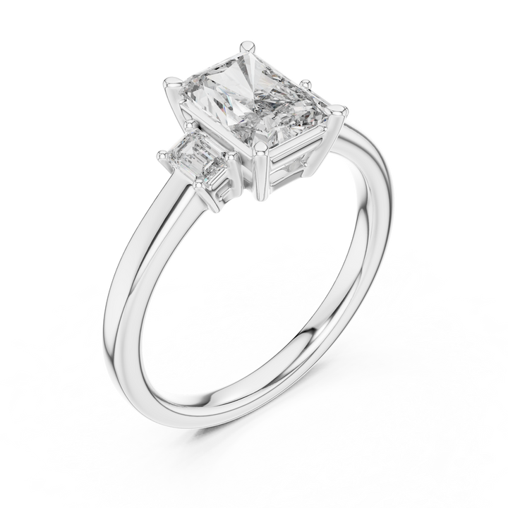 1.5-Ct Radiant Three-Stone Diamond Ring in 14KT White Gold