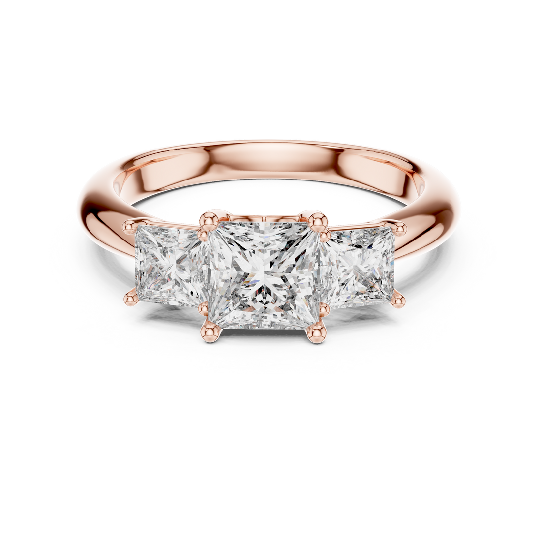 Elegant Three-Stone 1-CT Princess Cut Diamond Engagement Ring in 14-KT White Gold