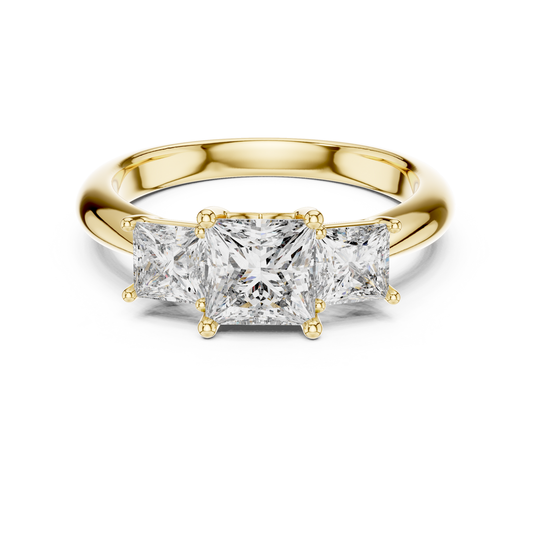 Elegant Three-Stone 1-CT Princess Cut Diamond Engagement Ring in 14-KT White Gold