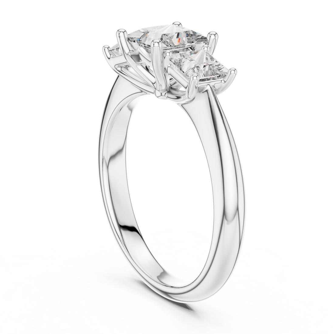 Elegant Three-Stone 1-CT Princess Cut Diamond Engagement Ring in 14-KT White Gold
