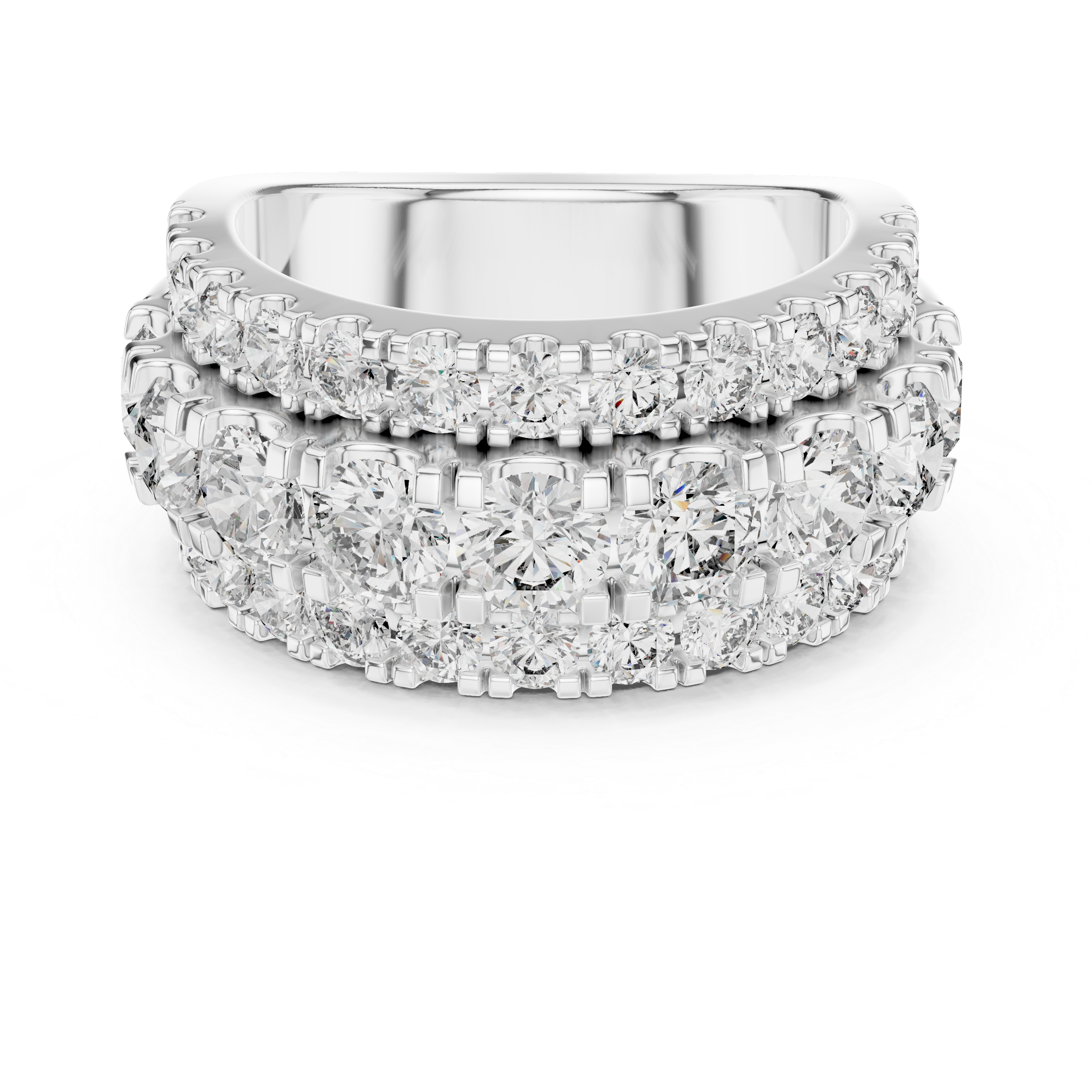 Two diamond rings stacked on a white background