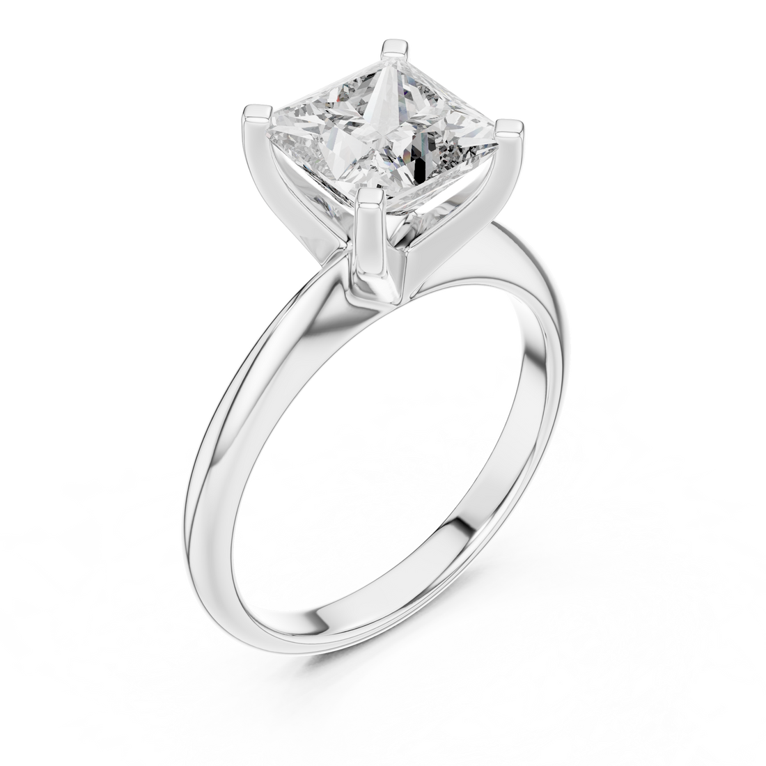 Sculpted Grace 2-CT Princess-Cut Diamond Ring in 14-KT White Gold