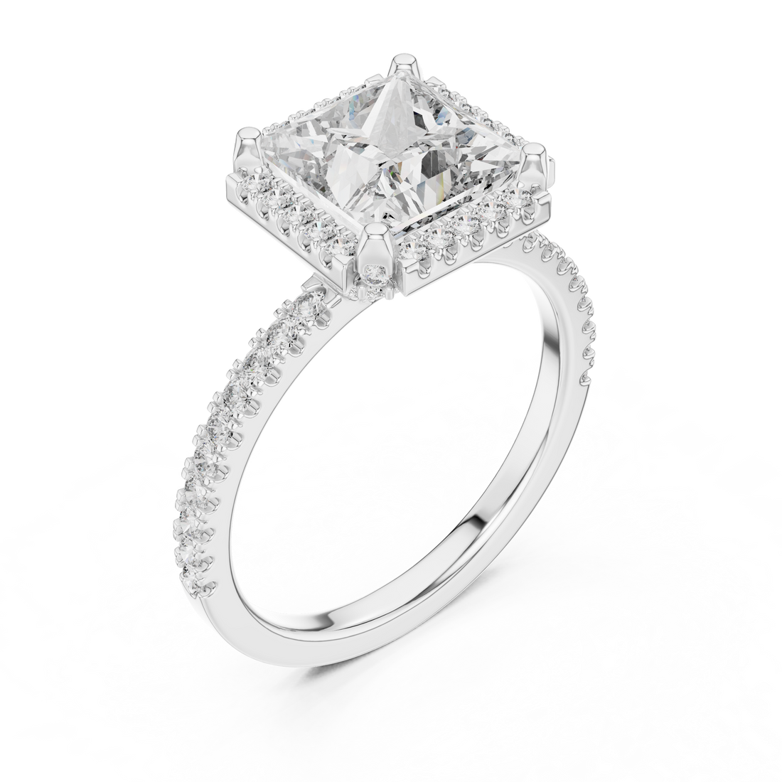 Majestic Sparkle 2.5-CT Princess Engagement Ring in 14-KT White Gold