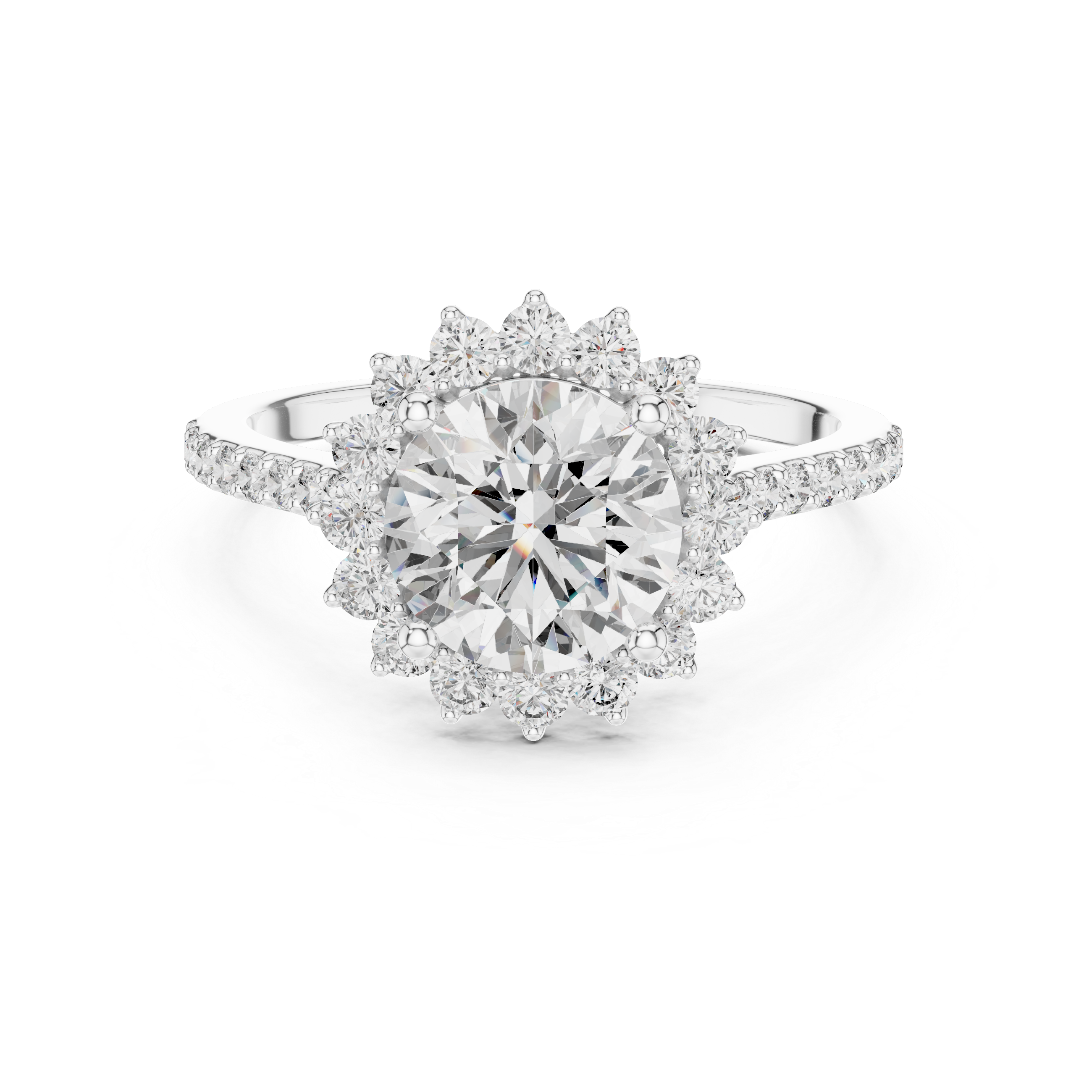Diamond ring with a white background