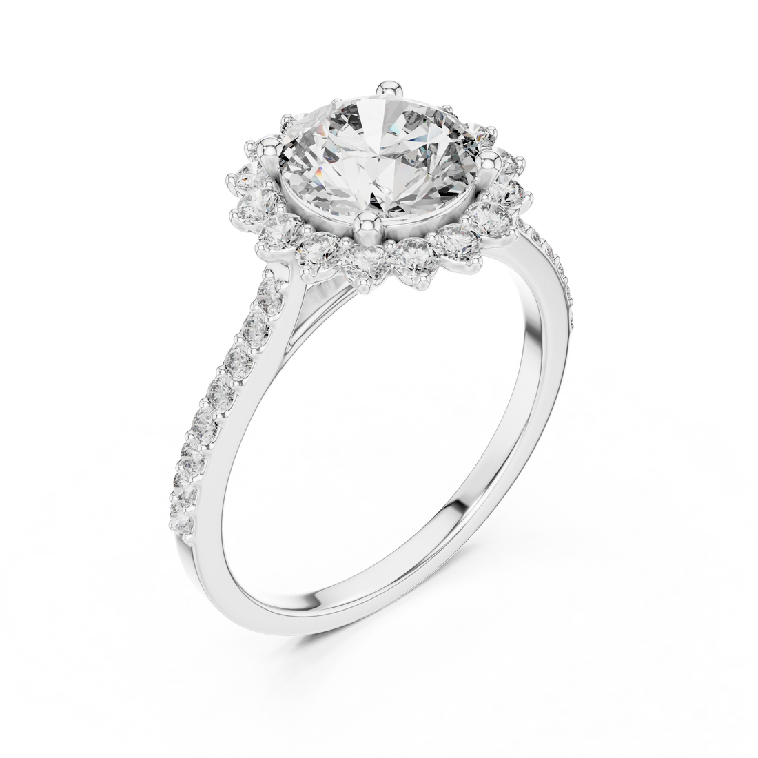 Dazzling Halo 1.5-Ct Round Diamond Engagement Ring in 14-KT White Gold
