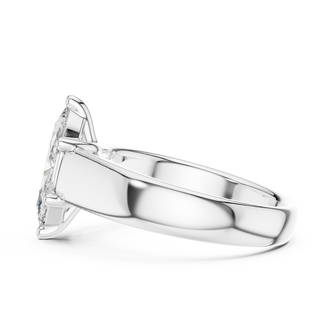 Sleek 2-CT Marquise-Cut Solitaire Diamond Ring in 14-KT White Gold