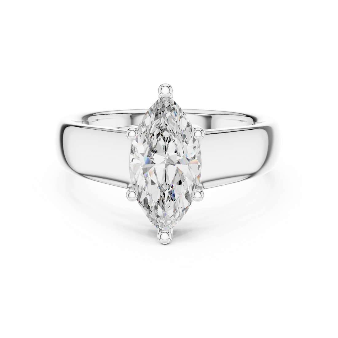 Sleek 2-CT Marquise-Cut Solitaire Diamond Ring in 14-KT White Gold