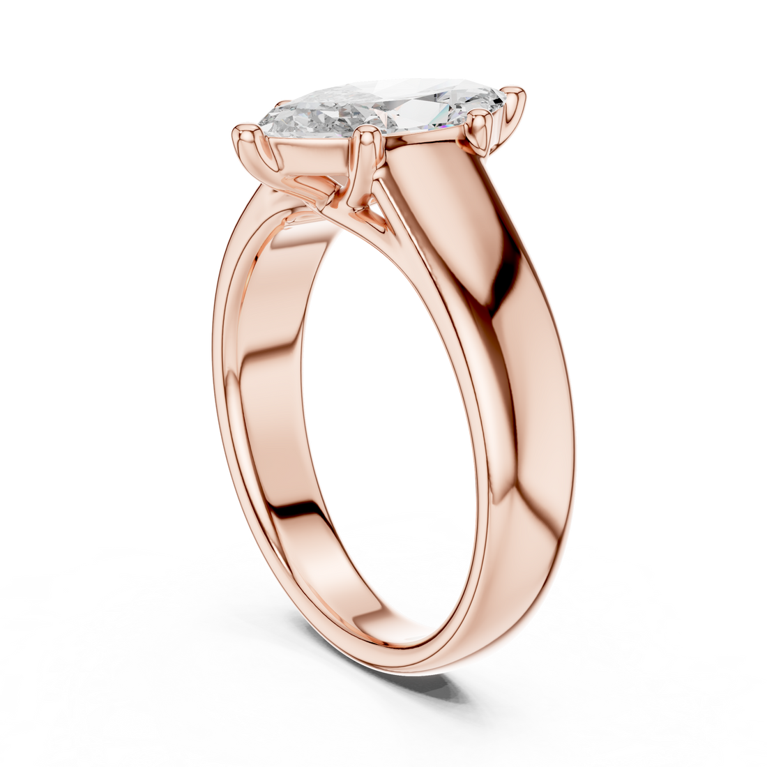 Sleek 2-CT Marquise-Cut Solitaire Diamond Ring in 14-KT White Gold