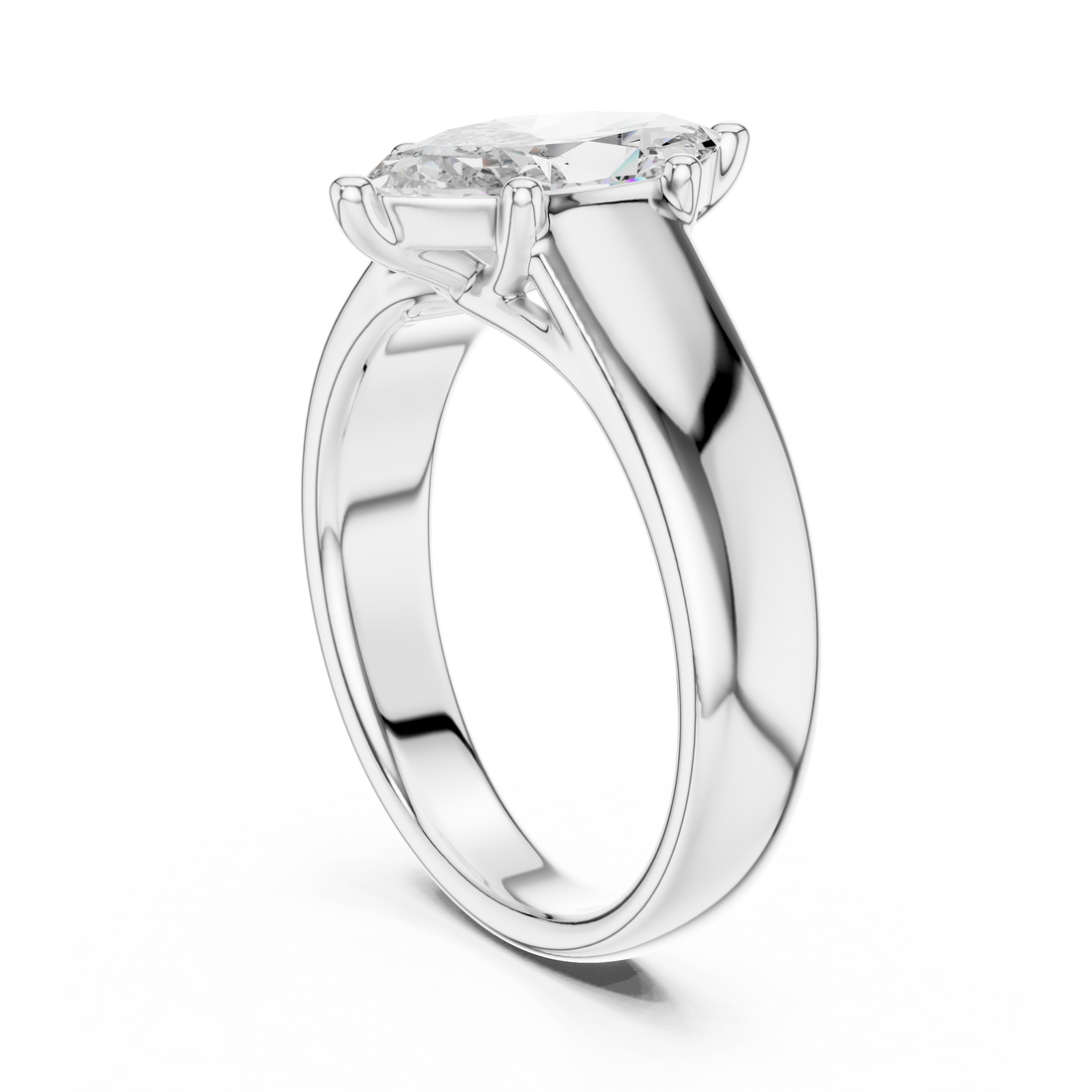 Sleek 2-CT Marquise-Cut Solitaire Diamond Ring in 14-KT White Gold
