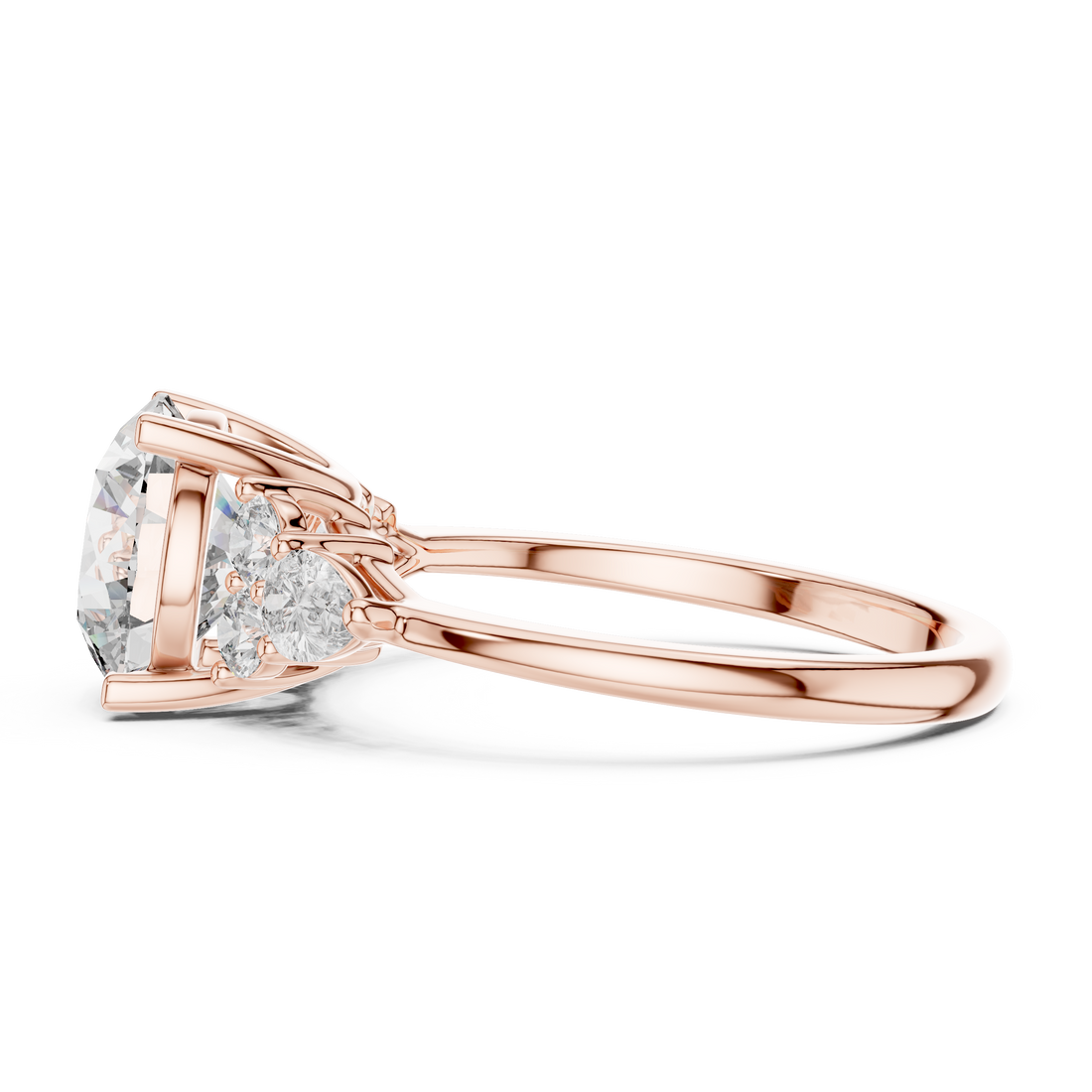 2.5-CT Round Diamond and Pear-Cut Sparkle Ring in in 14-KT White Gold