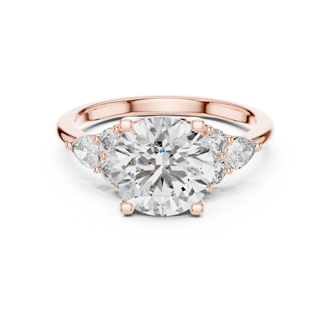 2.5-CT Round Diamond and Pear-Cut Sparkle Ring in in 14-KT White Gold