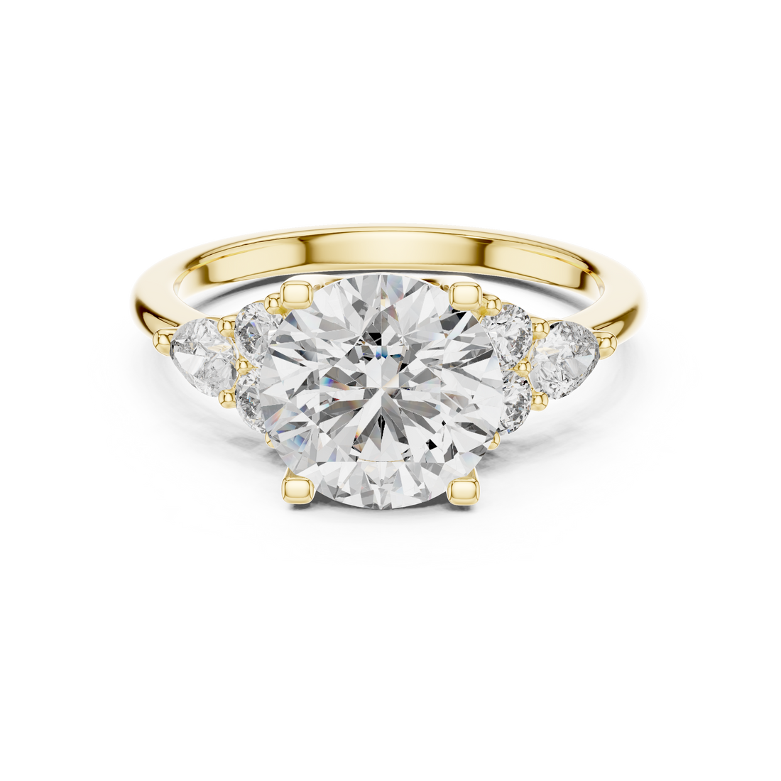 2.5-CT Round Diamond and Pear-Cut Sparkle Ring in in 14-KT White Gold