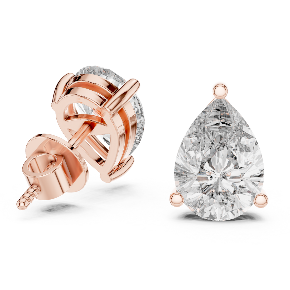 14-KT Gold Pear-Shaped 1-CT Lab-Grown Diamond Earrings
