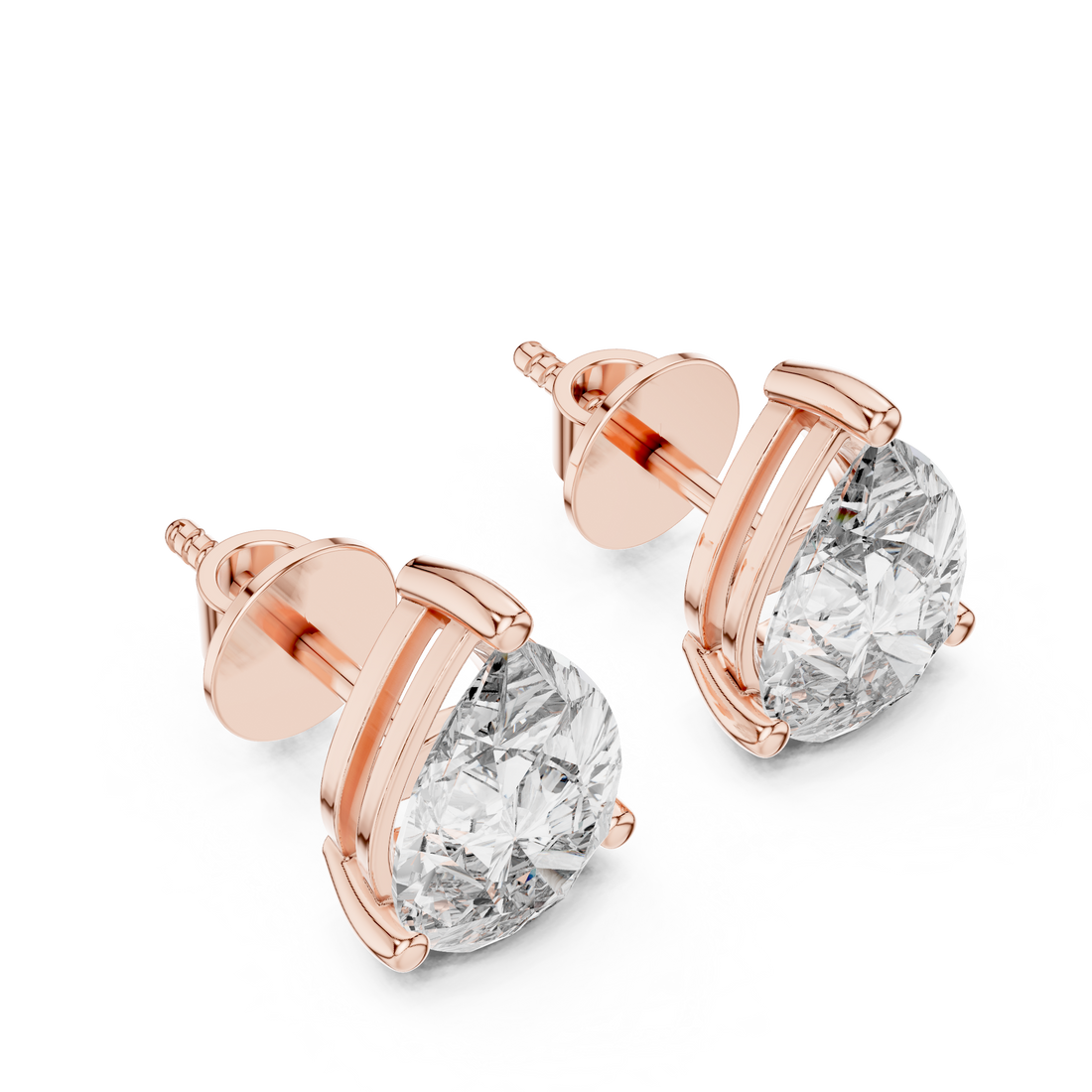 14-KT Gold Pear-Shaped 1-CT Lab-Grown Diamond Earrings