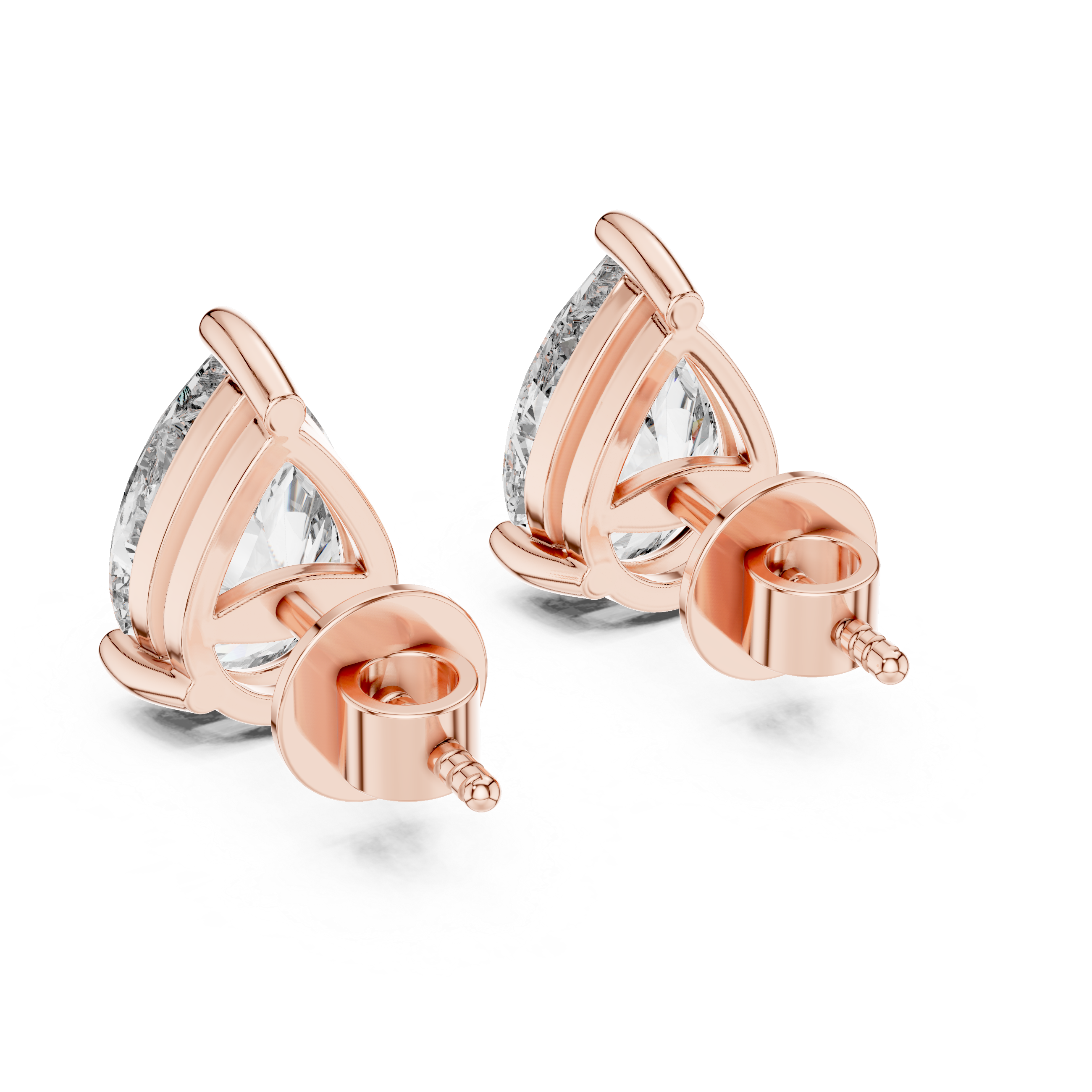 14-KT Gold Pear-Shaped 2-CT Lab-Grown Diamond Earrings