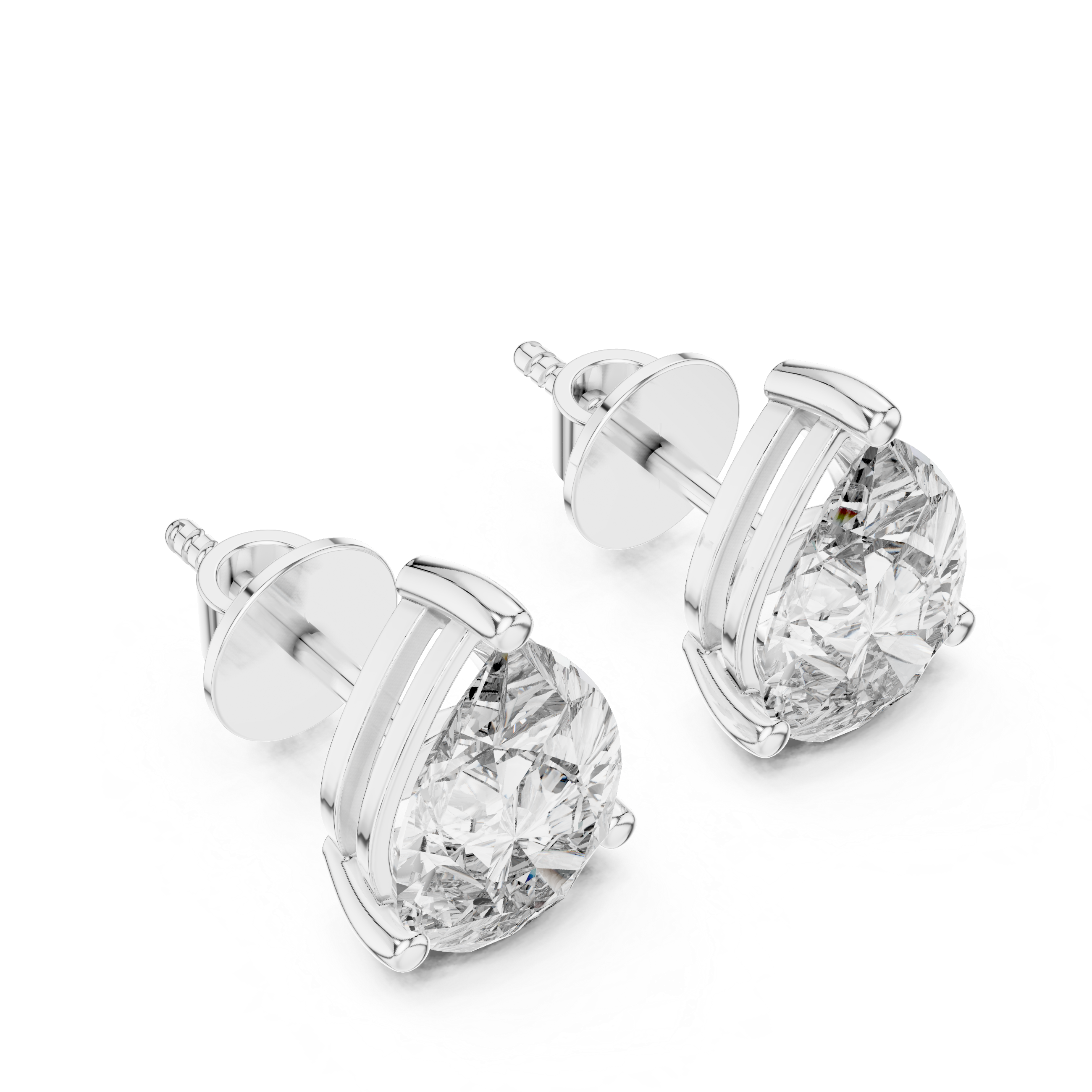 14-KT Gold Pear-Shaped 2-CT Lab-Grown Diamond Earrings