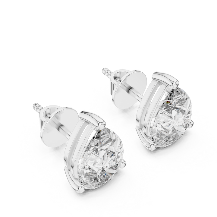 14-KT Gold Pear-Shaped 2-CT Lab-Grown Diamond Earrings