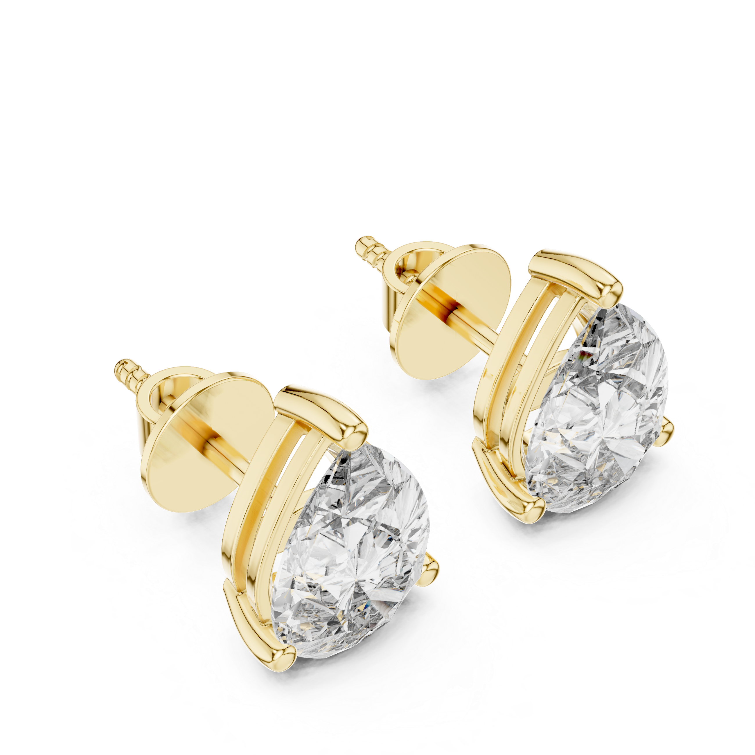 14-KT Gold Pear-Shaped 1-CT Lab-Grown Diamond Earrings