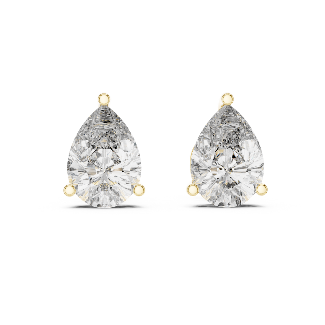 14-KT Gold Pear-Shaped 1-CT Lab-Grown Diamond Earrings