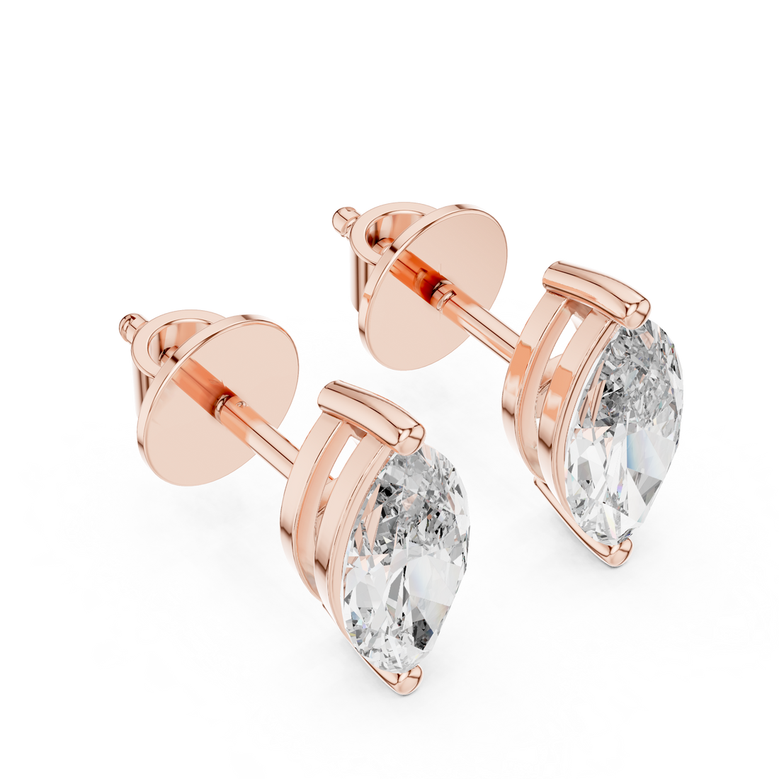 Elegant Marquise-Cut 0.75-CT Diamond 14- KT Stud Earrings